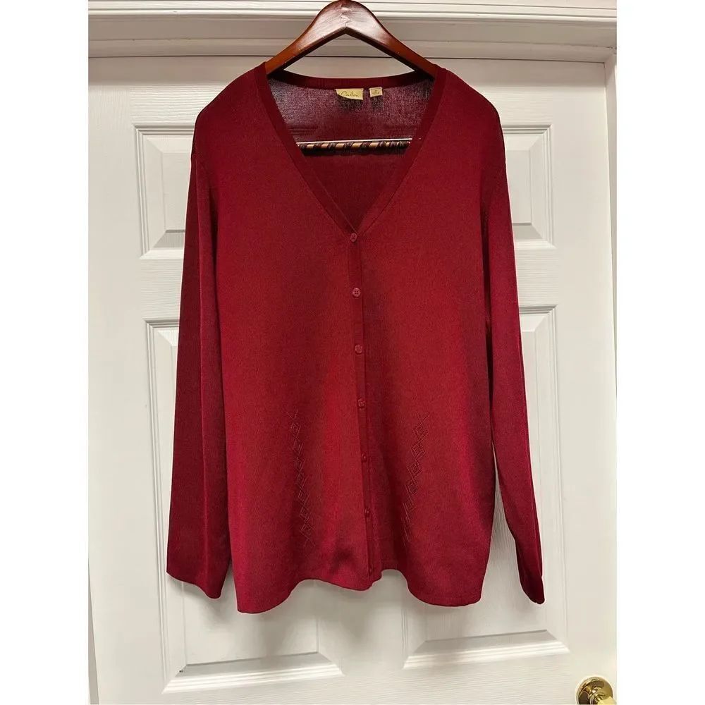 Caslon Burgundy Knit Cardigan Sweater sz 3X NWOT